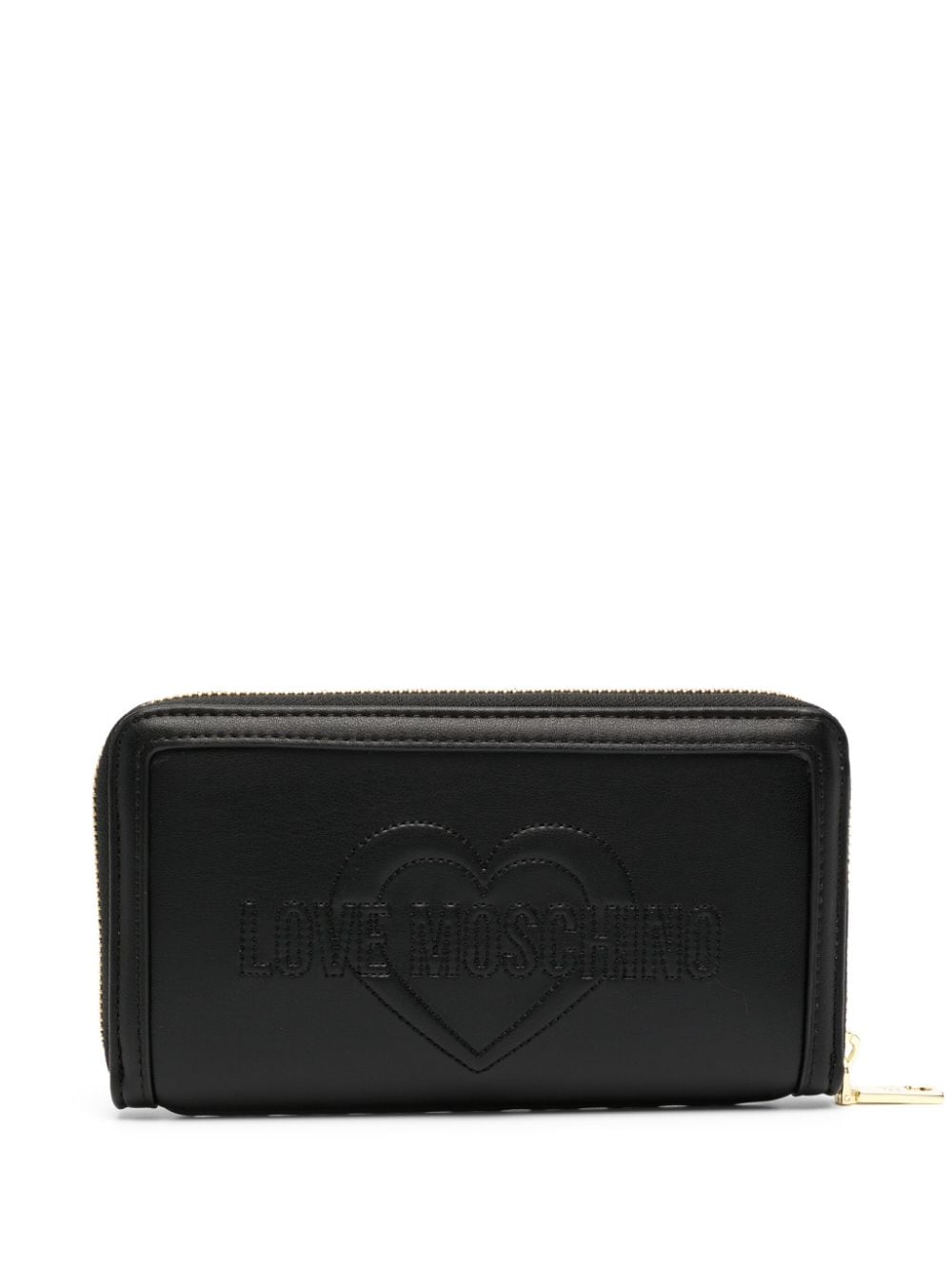Shop Love Moschino Logo-plaque Faux-leather Quilted Wallet In Schwarz