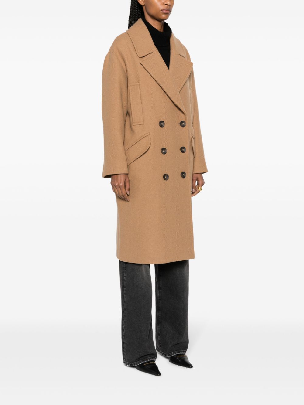 Shop Each X Other Double-breasted Wool-blend Coat In Neutrals
