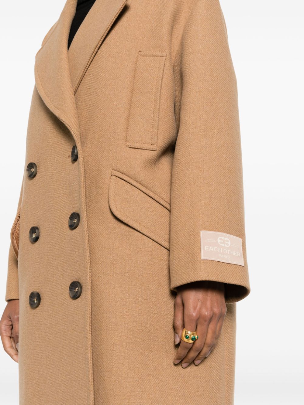 Shop Each X Other Double-breasted Wool-blend Coat In Neutrals