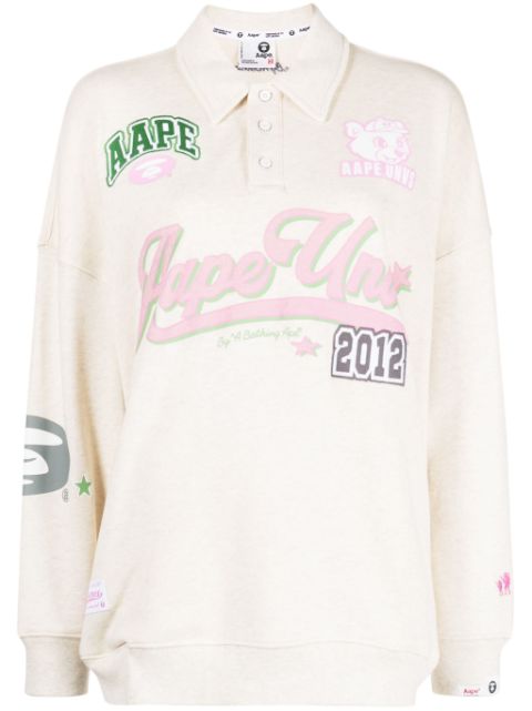 AAPE BY *A BATHING APE® logo-print cotton polo top