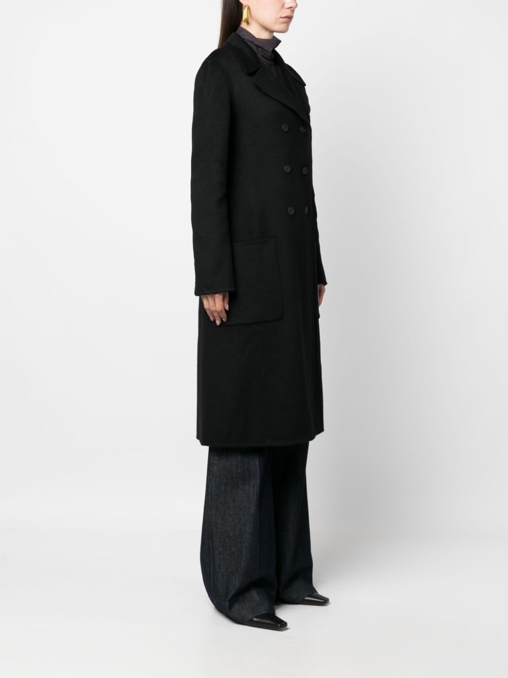 Shop Lanvin Double-breasted Cashmere Coat In Black