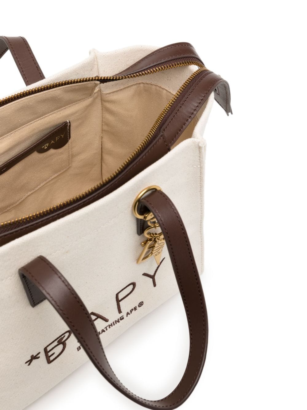 Shop Bapy By *a Bathing Ape® Logo-embroidered Canvas Shoulder Bag In Neutrals