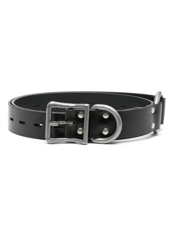 debossed-logo leather belt