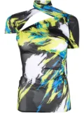 Coperni semi-sheer graphic-print dress - Black