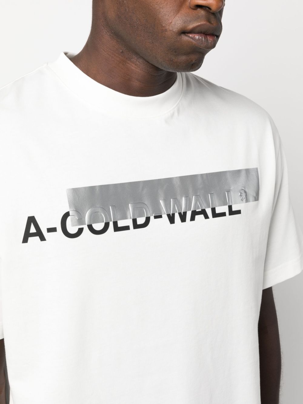 Shop A-cold-wall* Strata Logo Cotton T-shirt In White