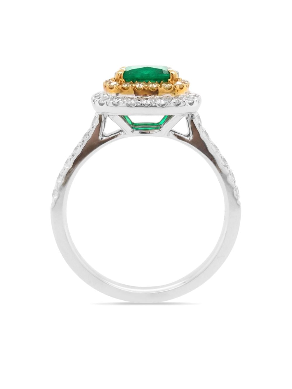 Shop Hyt Jewelry Platinum Diamond And Emerald Ring In Silver