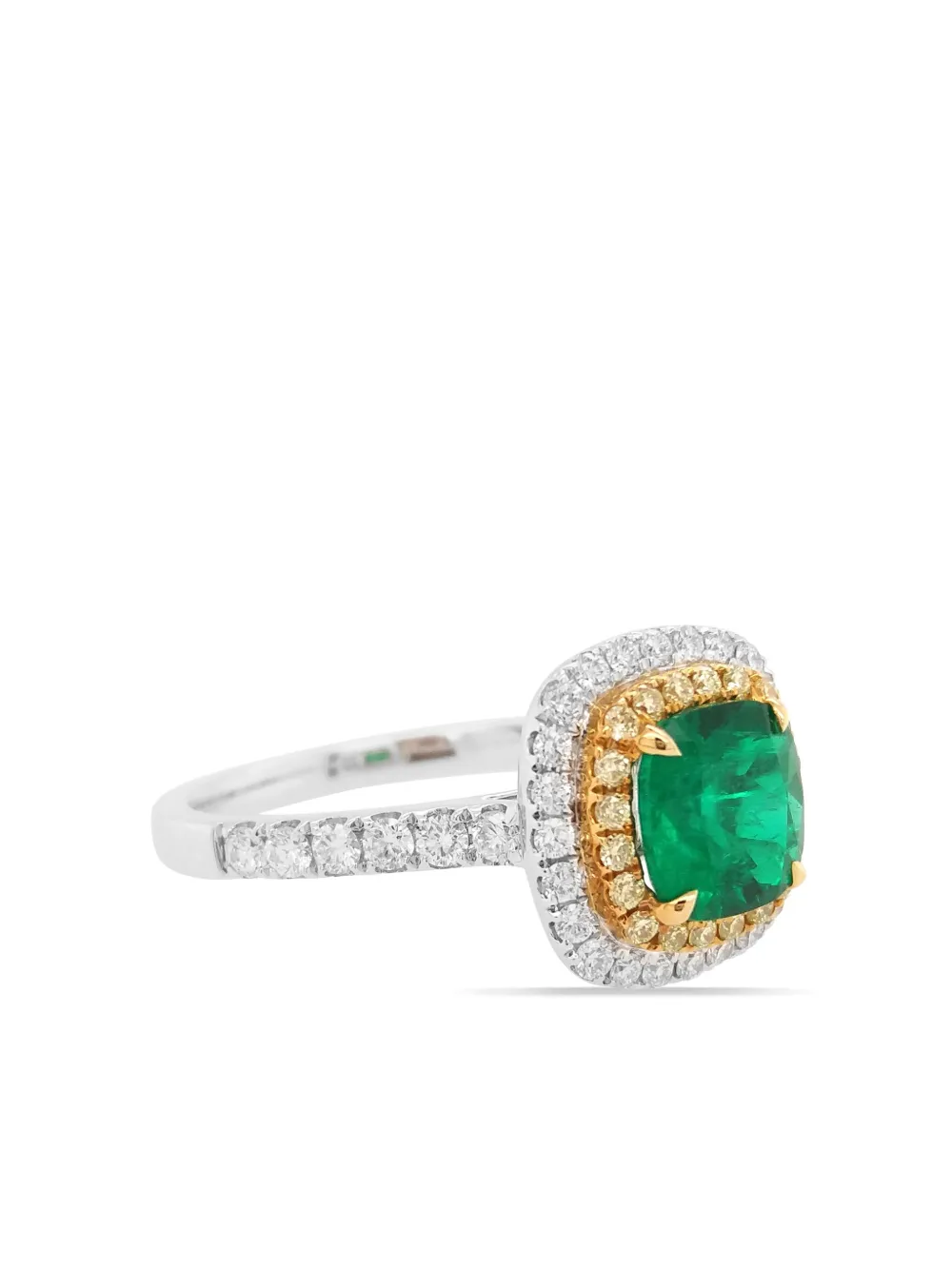 Shop Hyt Jewelry Platinum Diamond And Emerald Ring In Silver