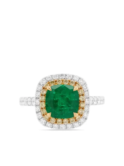 Bague en or blanc 18ct à émeraudes et diamants - HYT Jewelry - Modalova