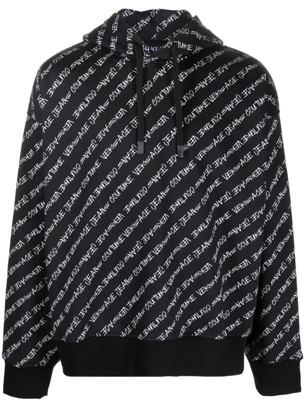 Versace Jeans Couture logo-print cotton hoodie - Nero