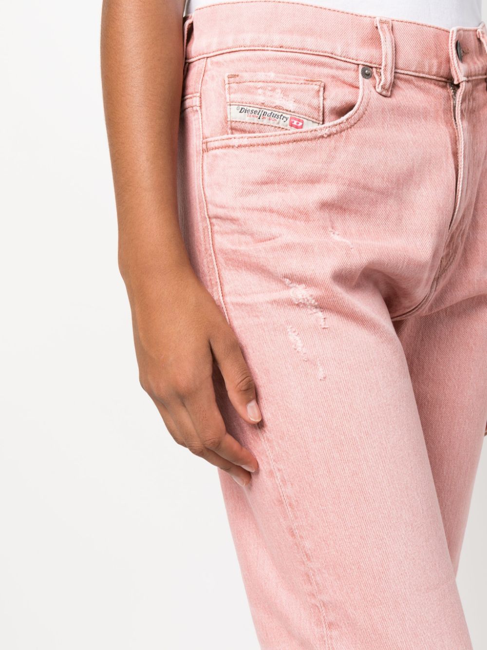 Shop Diesel Logo-patch Straight-leg Jeans In Pink