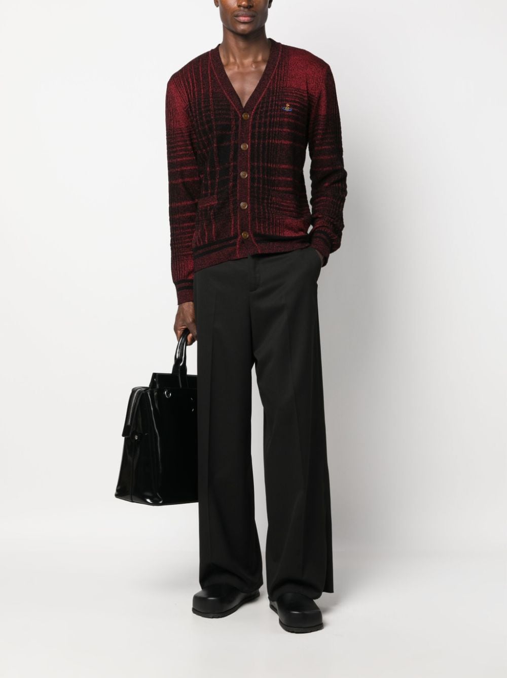 Shop Vivienne Westwood Madras Check-pattern Cardigan In Schwarz