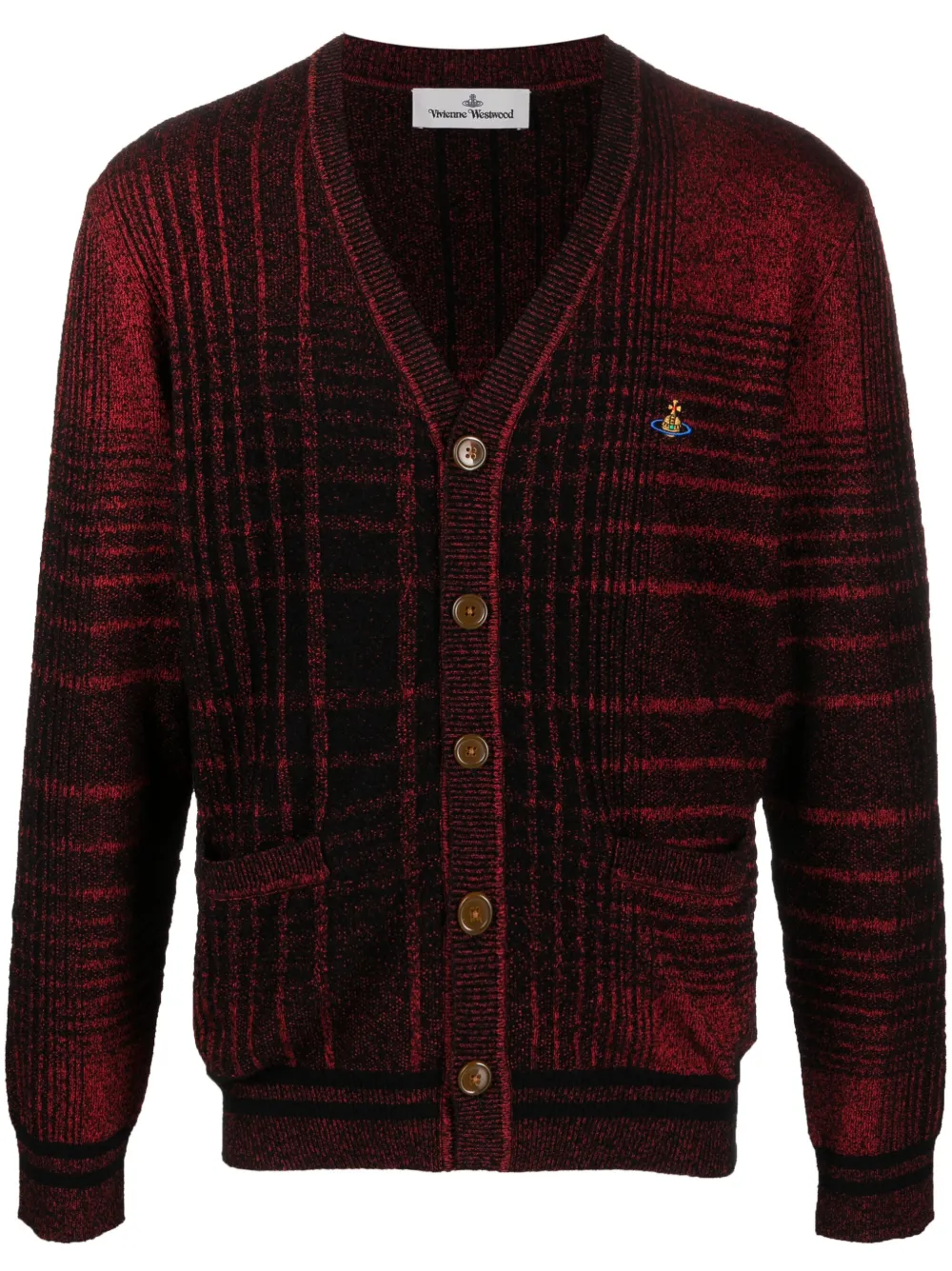 Madras check-pattern cardigan