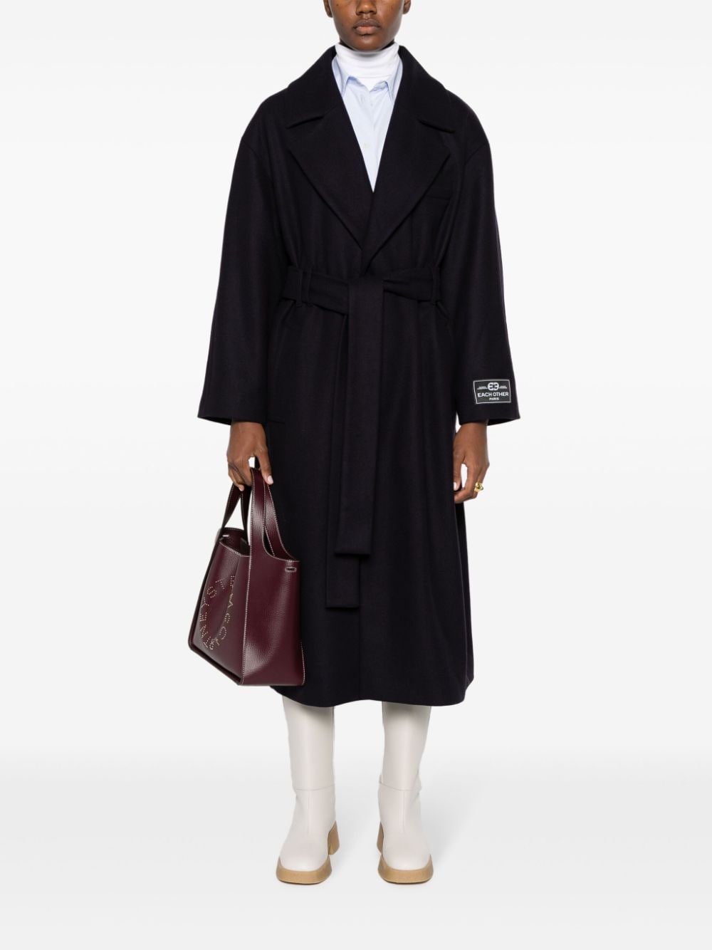 Shop Each X Other Tied-waist Robe Coat In Blue