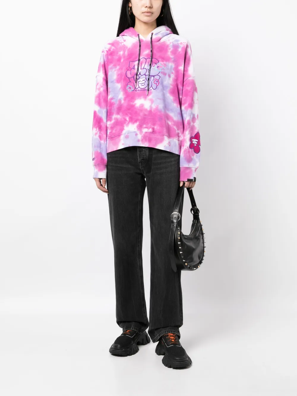 Shop Aape By A Bathing Ape Logo-embroidered Tie-dye Hoodie In Rosa