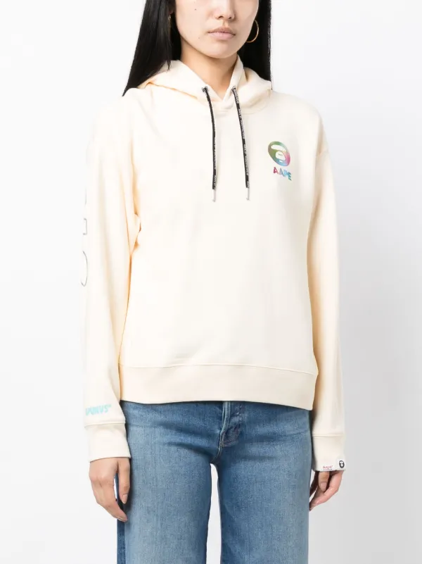 AAPE BY A BATHING APE logo embossed Cotton Hoodie Neutrals FARFETCH CA