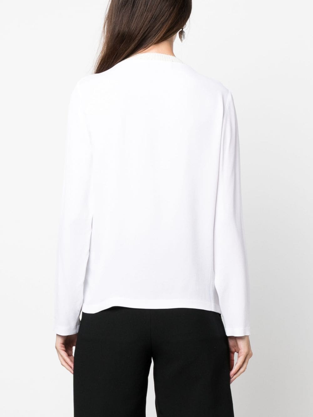 Shop Fabiana Filippi Crew-neck Long-sleeve T-shirt In Weiss