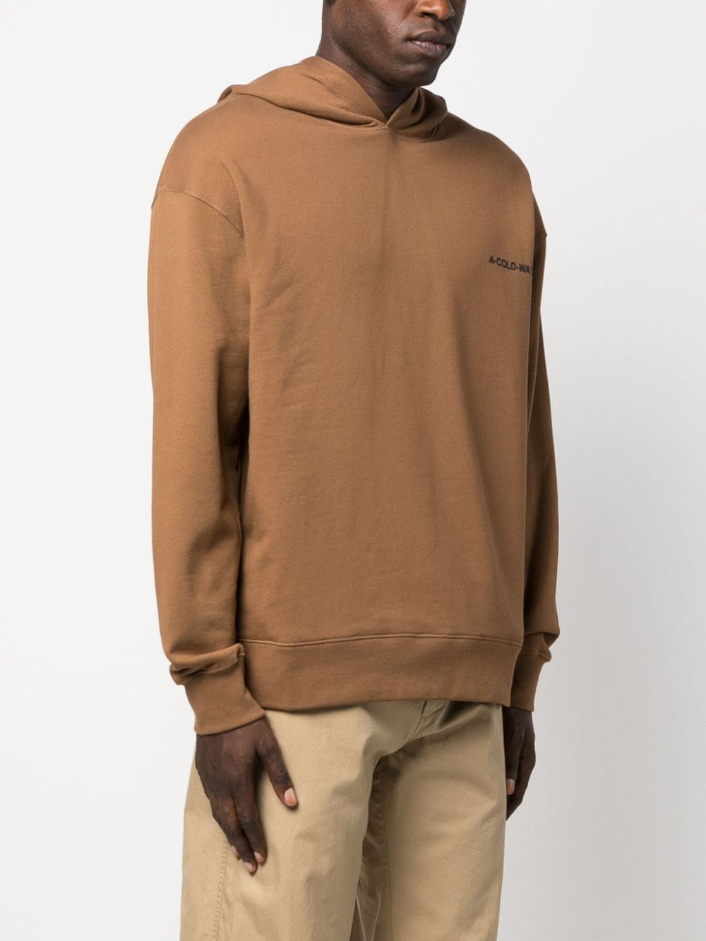 Shop A-cold-wall* Essentials Logo-print Cotton Hoodie In Brown