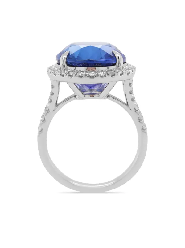 Platinum tanzanite top and diamond ring