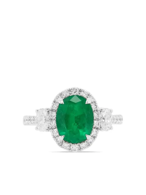 HYT Jewelry platinum diamond and emerald ring