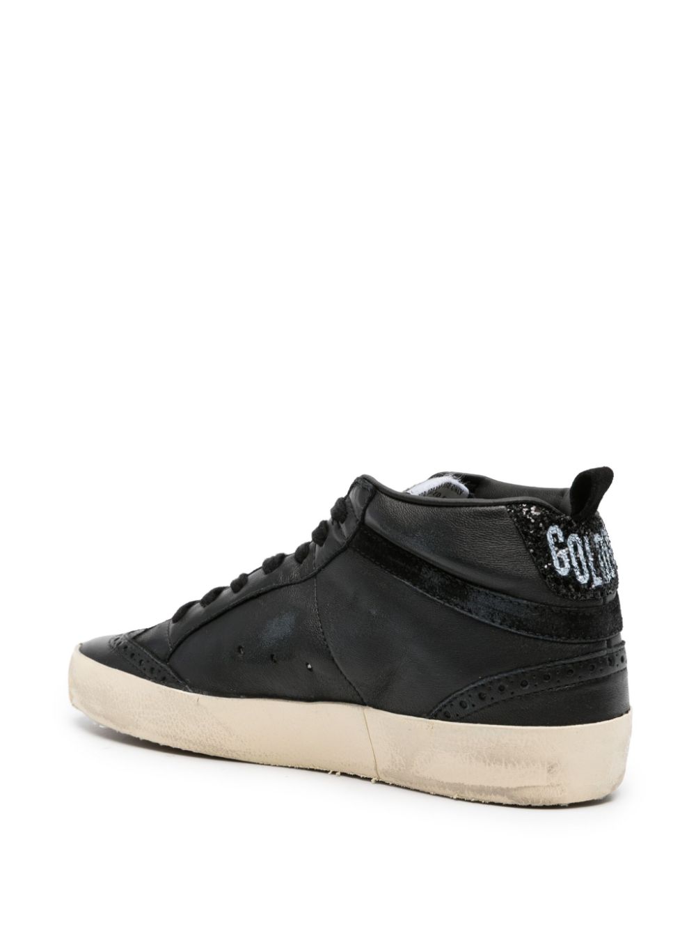 Shop Golden Goose Mid-star Leather Sneakers In Black