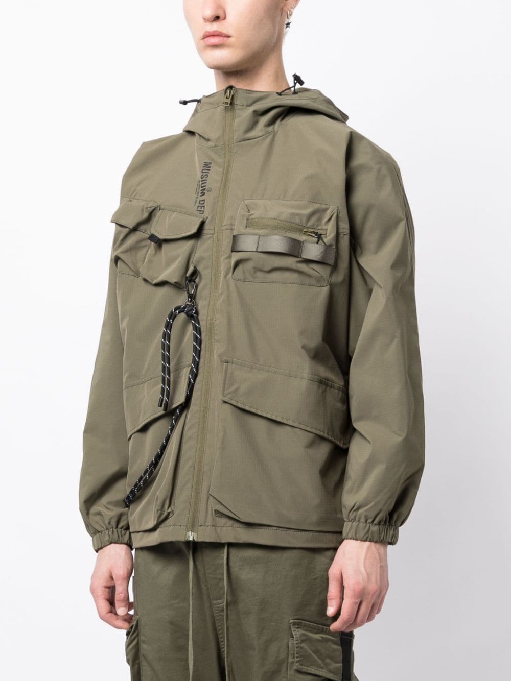Shop Musium Div. Rope-chain Hooded Jacket In Green