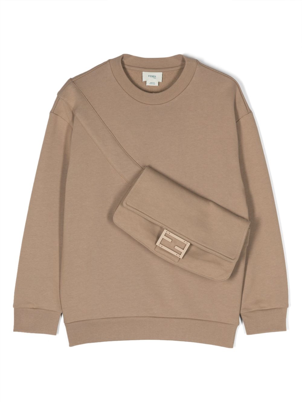 Fendi Kids' Ff-motif Baguette Cotton Sweatshirt In Neutrals