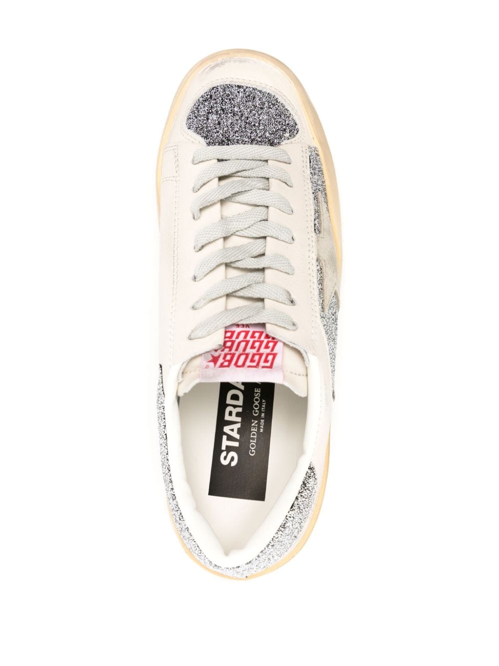 Shop Golden Goose Stardan Crystal-embellished Leather Sneakers In White