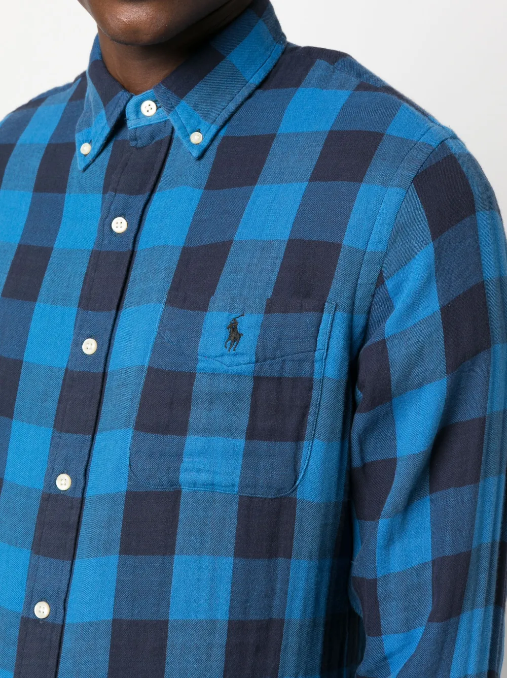 Shop Polo Ralph Lauren Polo Pony Plaid-check Shirt In Blue