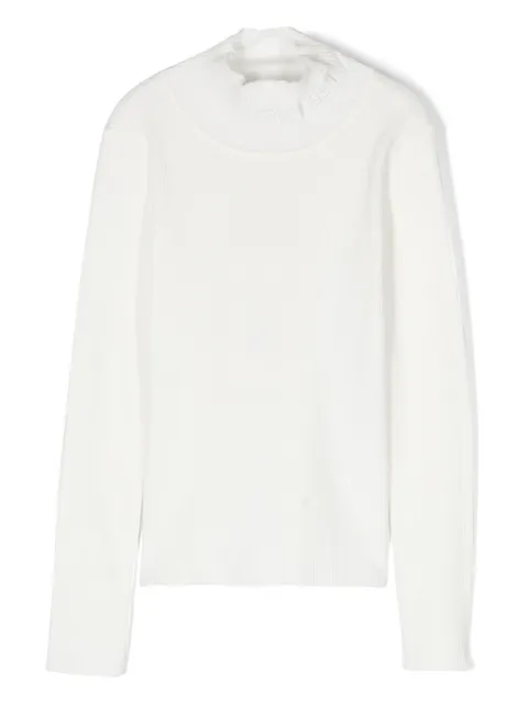 TWINSET Kids suéter tejido de canalé con logo bordado