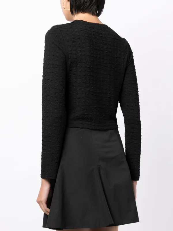 Tout a Coup Cropped Seersucker zip-up Top | Black | FARFETCH
