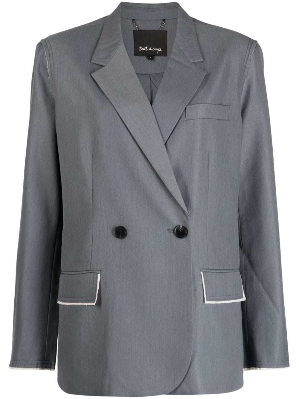 Tout A Coup Notched-lapel Double-breasted Blazer In Grey