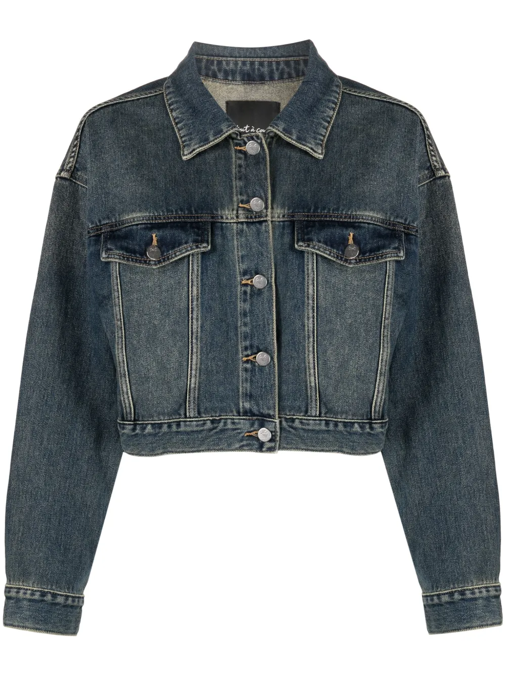 Tout A Coup Cropped Denim Jacket In Blau