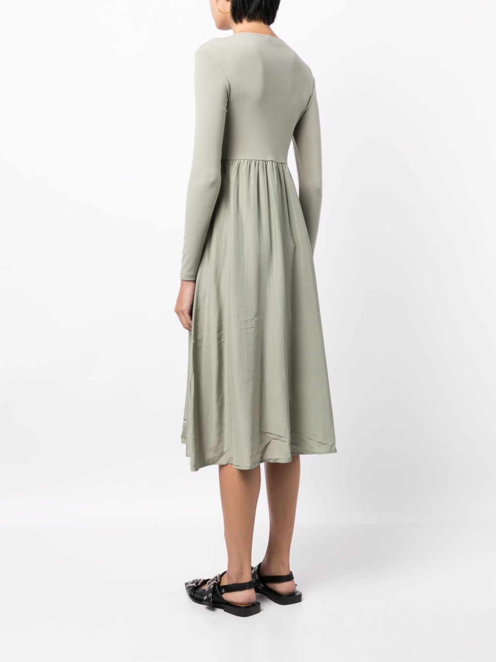Shop Tout A Coup Panelled A-line Midi Dress In Green