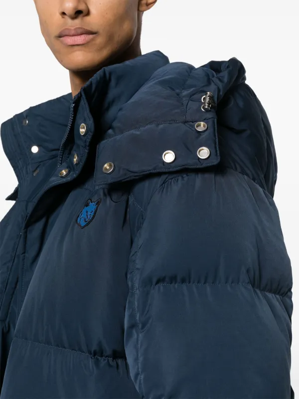 Maison Kitsuné Fox-appliqué Padded Coat | Blue | FARFETCH