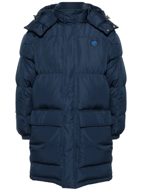 プ*認様 MAISON KITSUNE ダウンジャケット ネイビー M Maison Kitsuné Fox-appliqué Padded Coat | Blue | FARFETCH