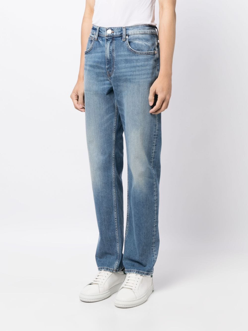 Shop Frame Mid-rise Straight-leg Jeans In Blue