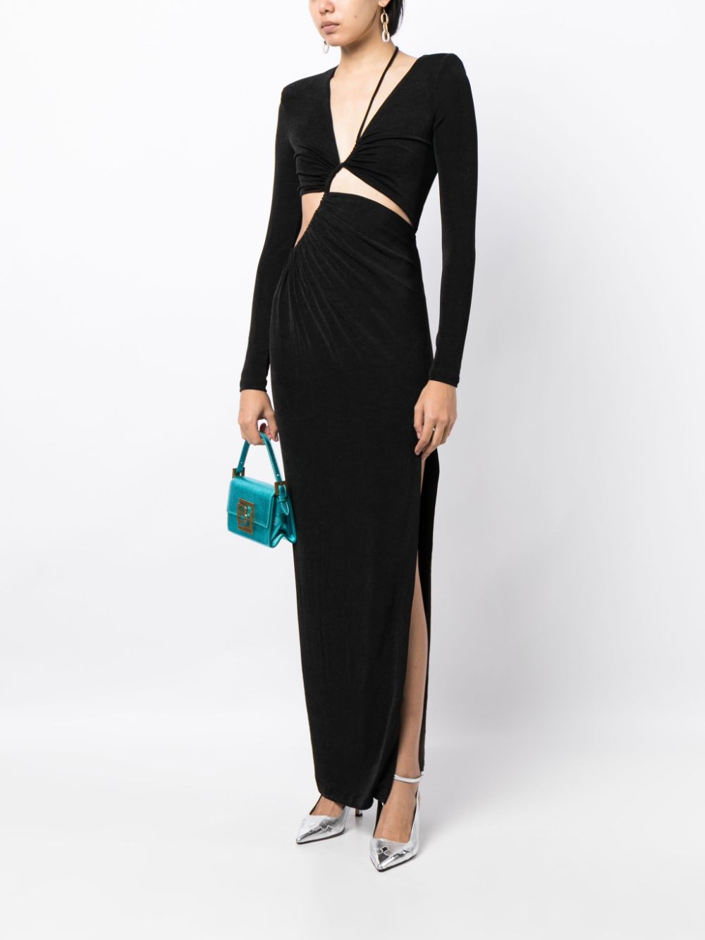 Shop Misha Haruko Cut-out Gathered Gown In Black
