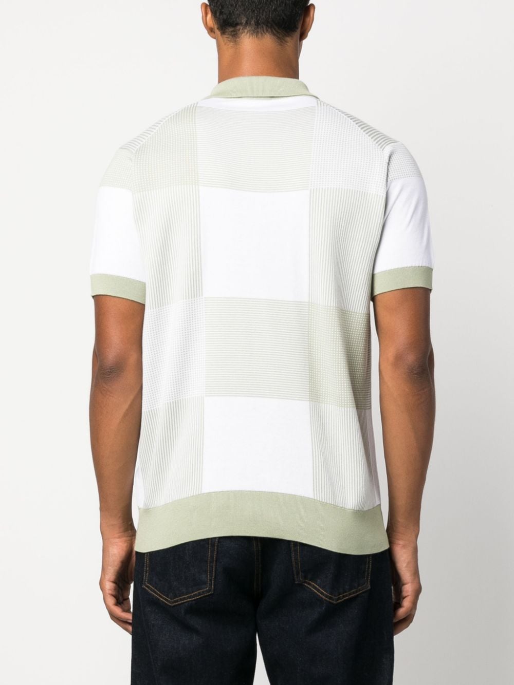Shop John Smedley Check-pattern Cotton Polo Shirt In Green