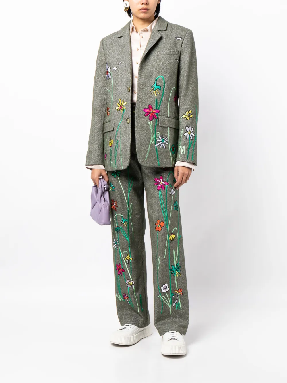 Mira Mikati Broek met geborduurde bloemen - Groen