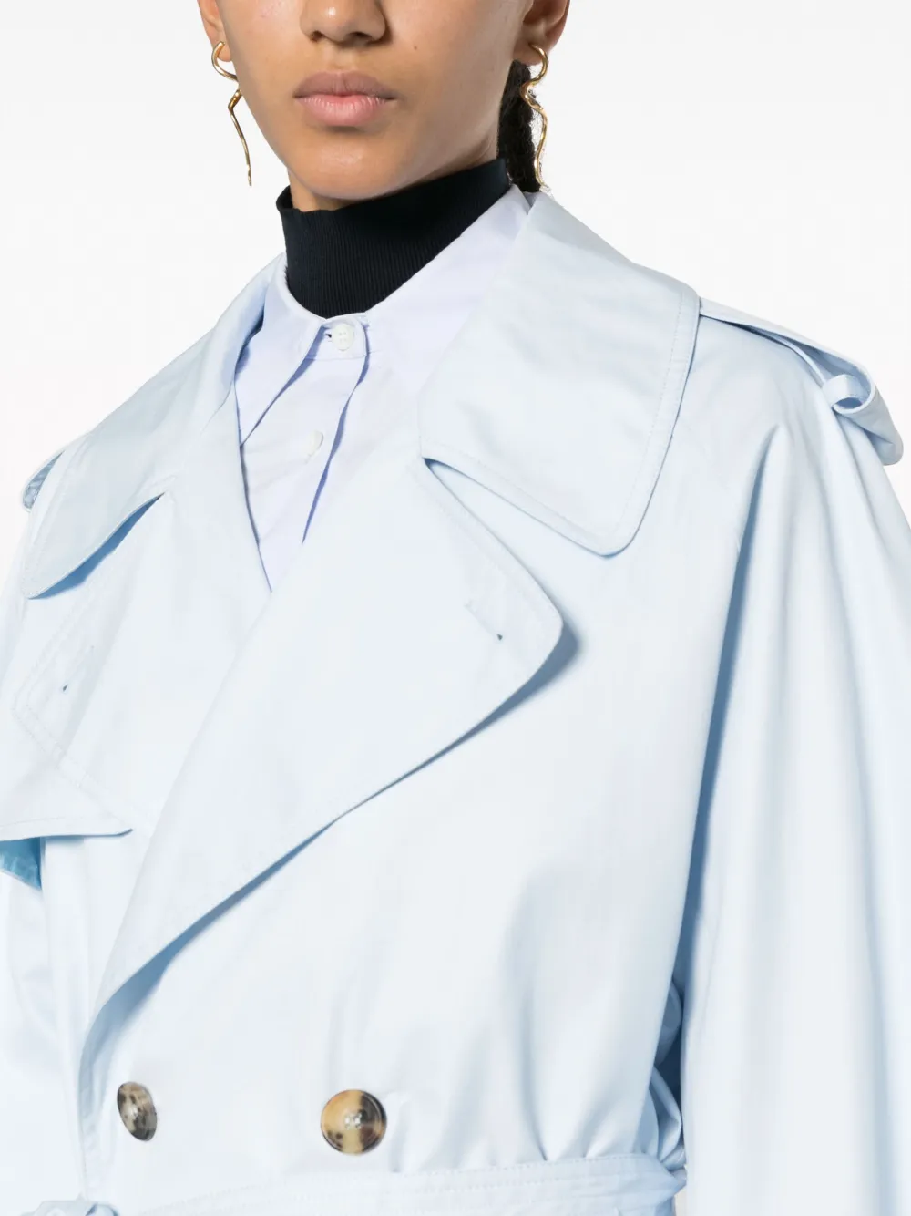 Shop Wardrobe.nyc Double-breasted Cotton Trench Coat In 蓝色