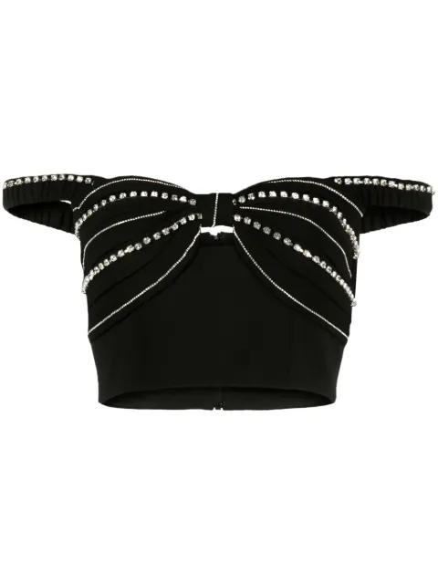 Self-Portrait crystal-embellished cropped top