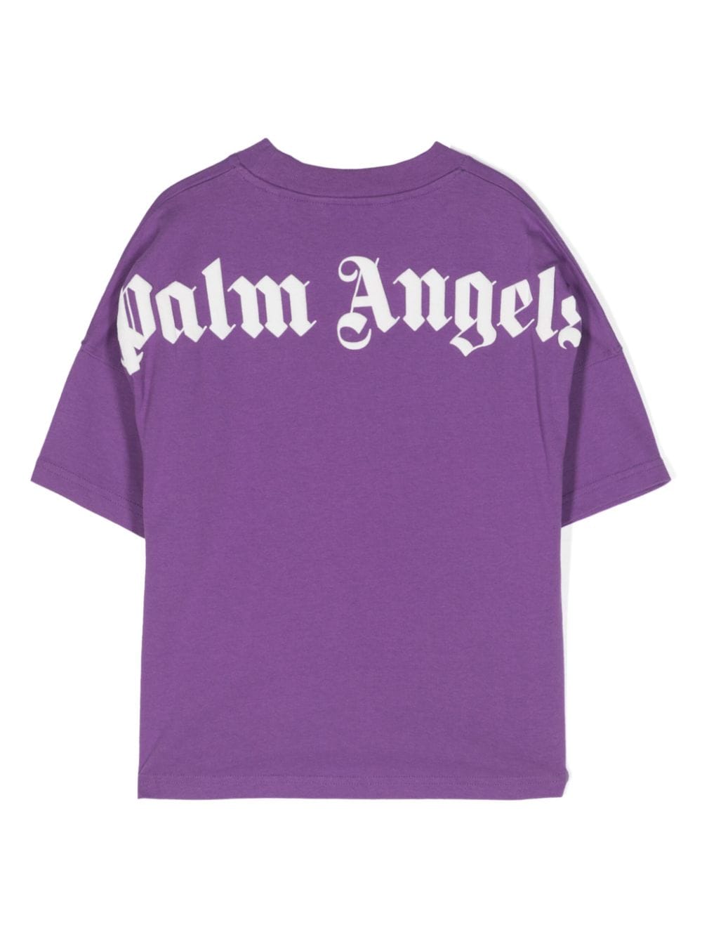 Shop Palm Angels Logo-print Cotton T-shirt In Purple