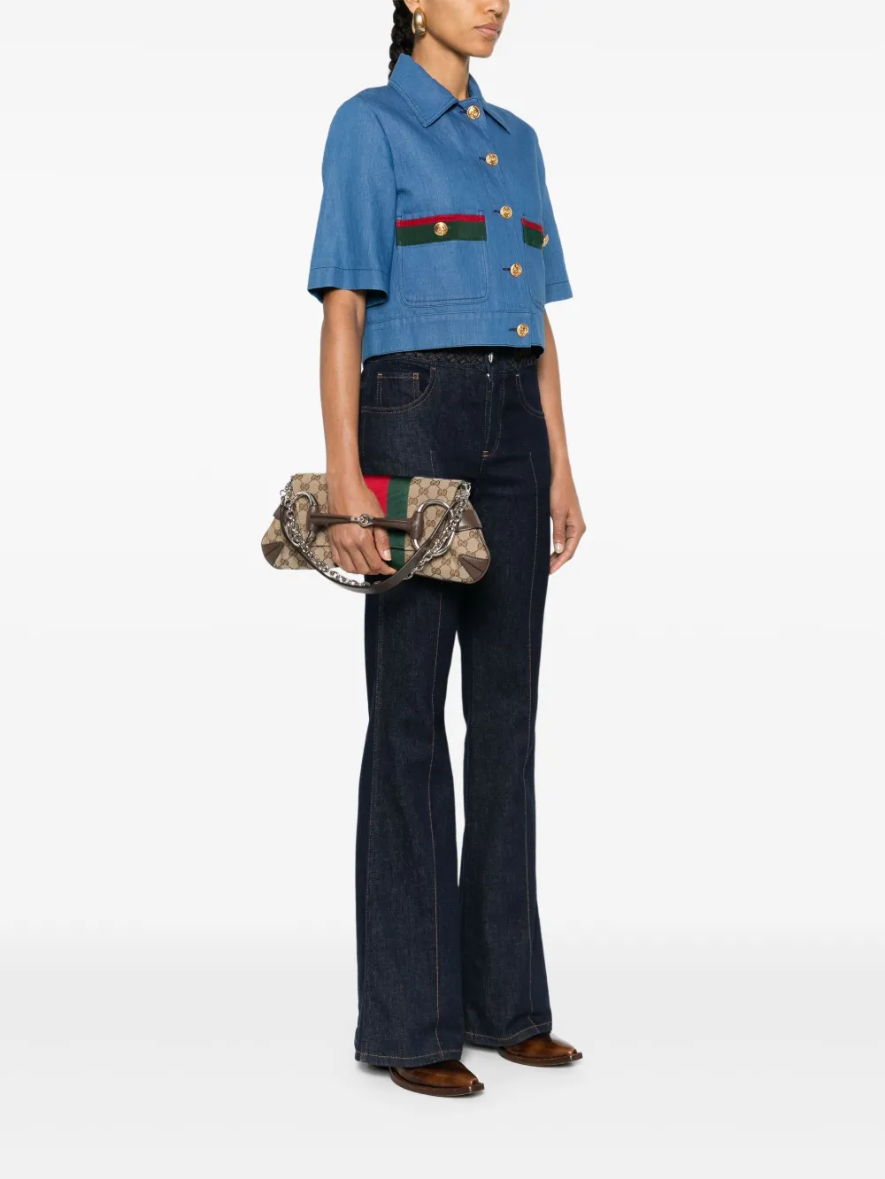 Gucci Horsebit Chain schoudertas - Beige