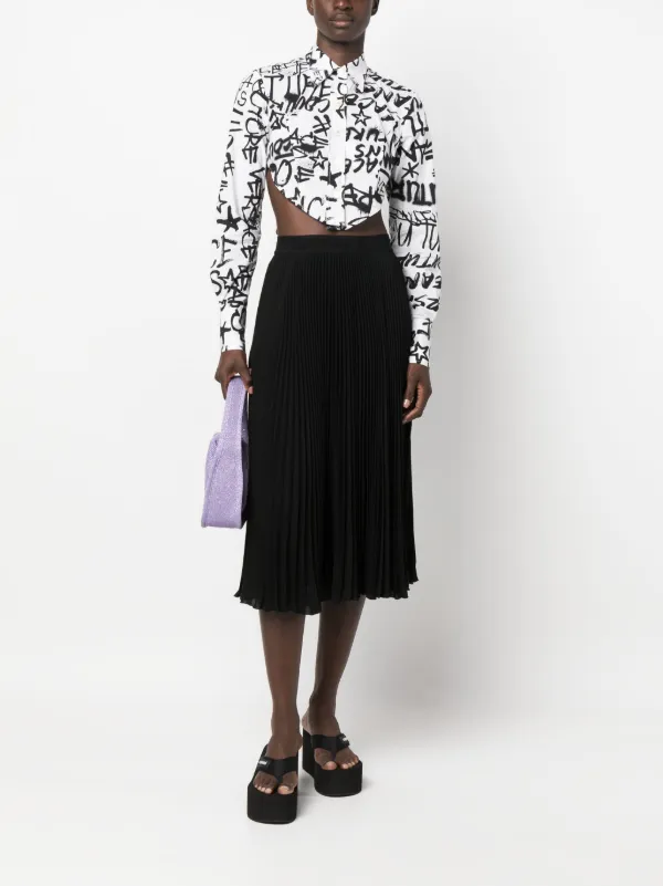 Versace Jeans Couture fully-pleated logo-waistband Midi