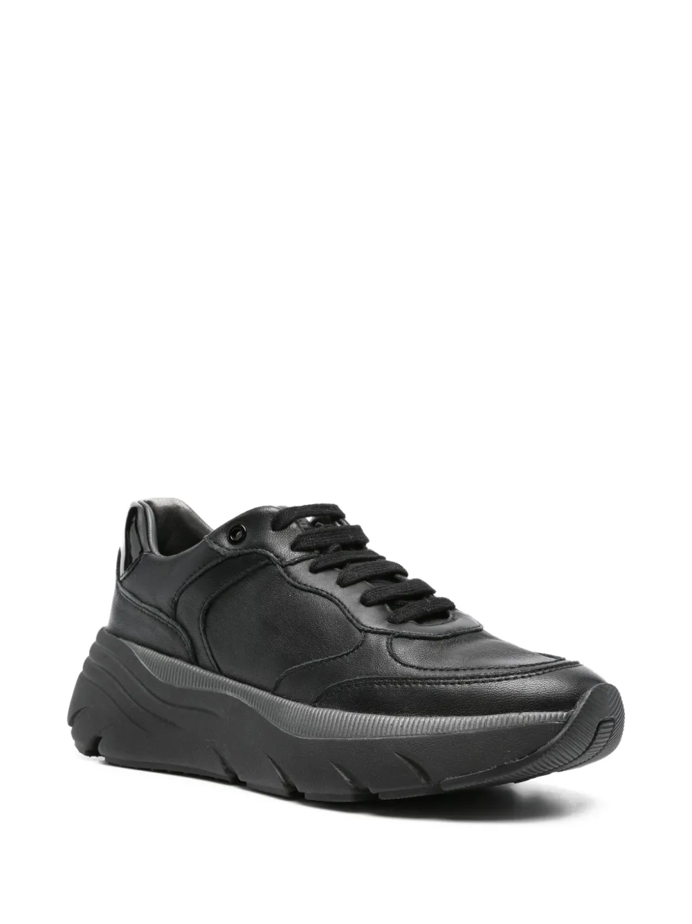 Geox Diamanta leather chunky sole sneakers - Zwart