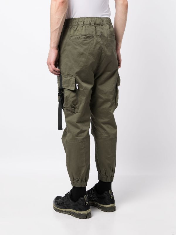 Green tapered fashion cargo pants