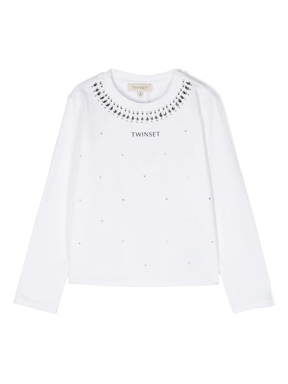 Twinset Kids' Rhinestone-embellished Jersey T-shirt In White