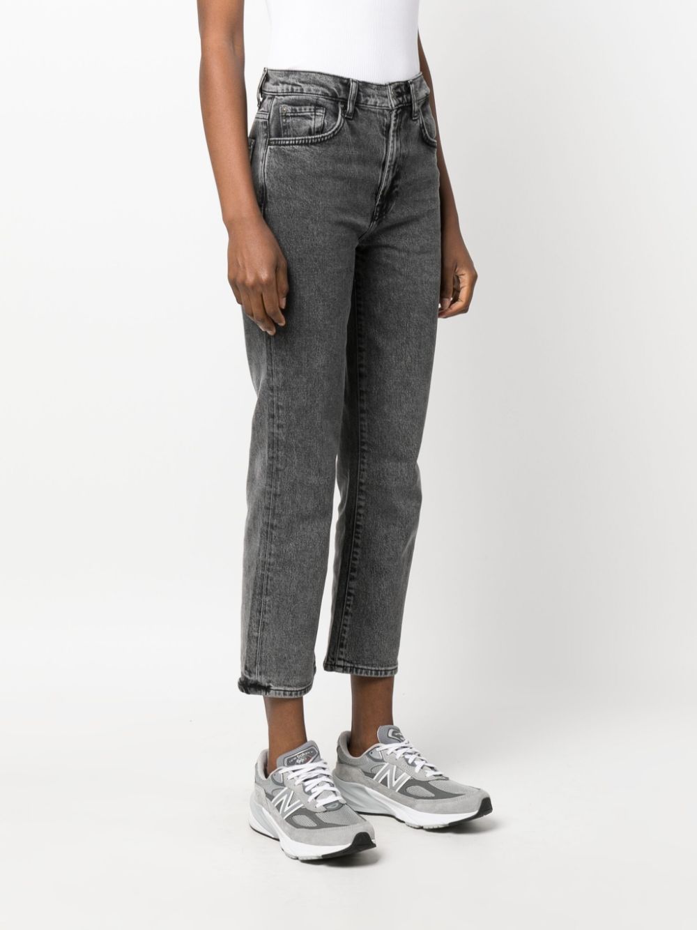 Shop 7 For All Mankind Mid-rise Cropped Jeans In Grey