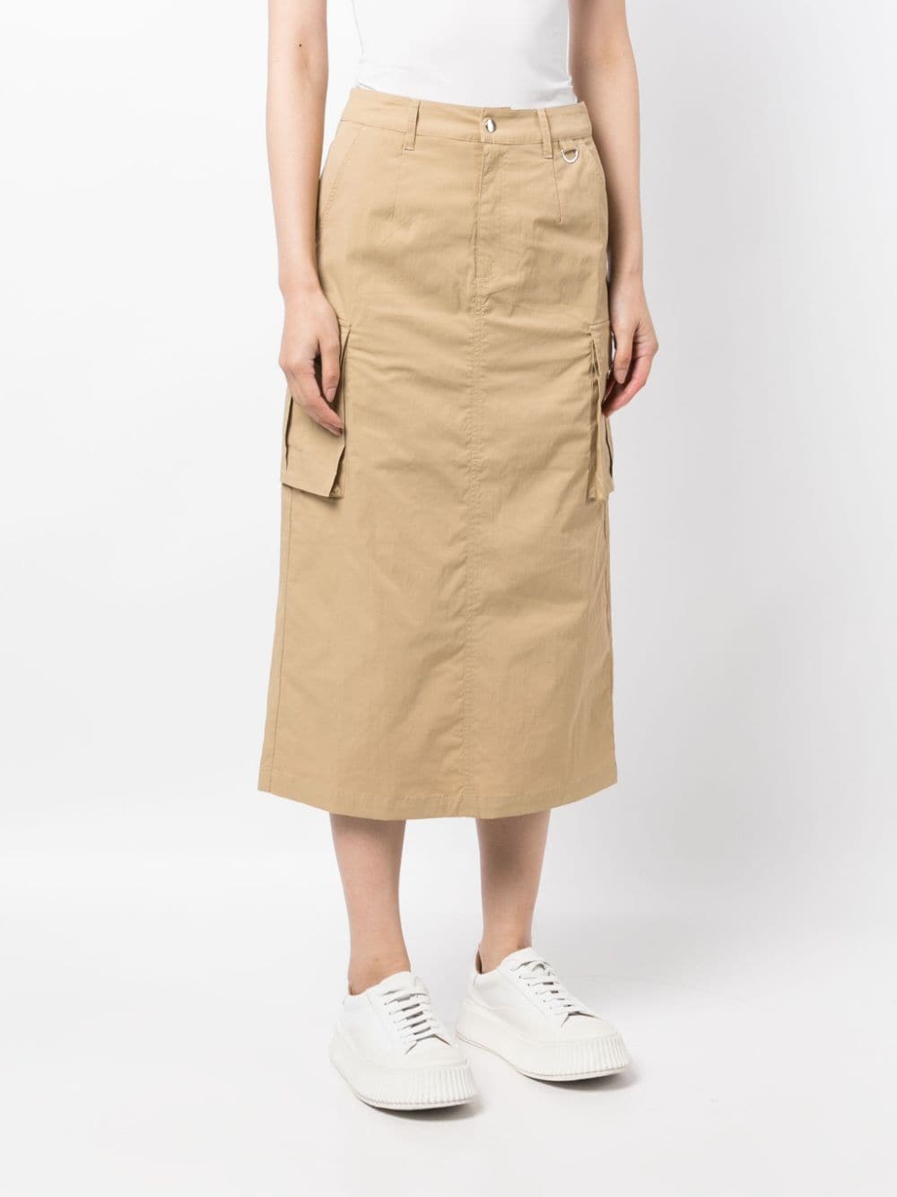 Shop Tout A Coup High-waisted Cargo Skirt In Brown