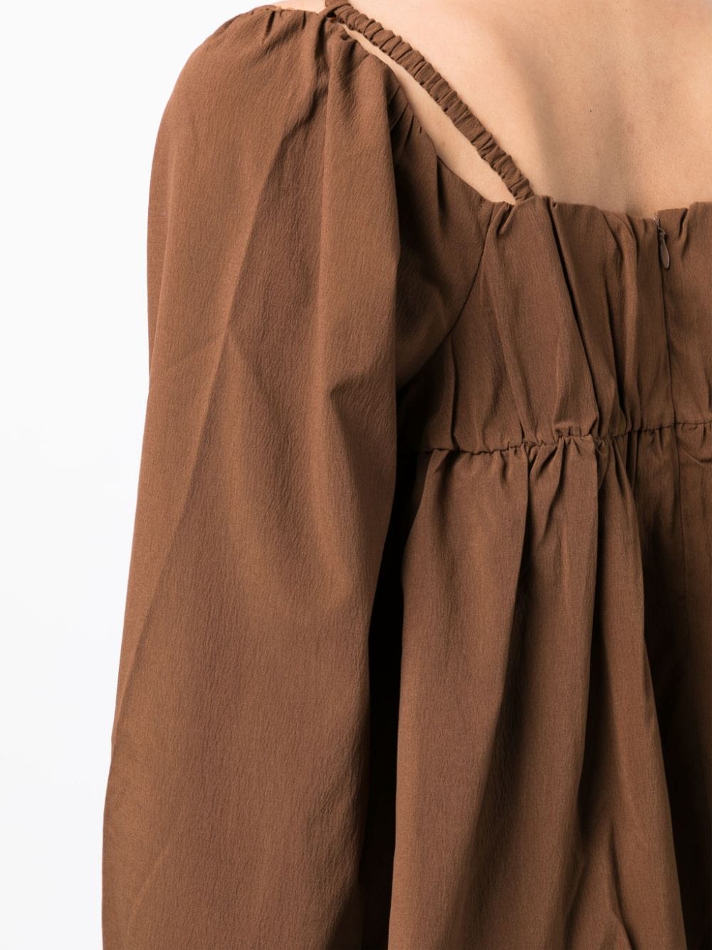 Shop Tout A Coup Flared-hem Blouse In Brown
